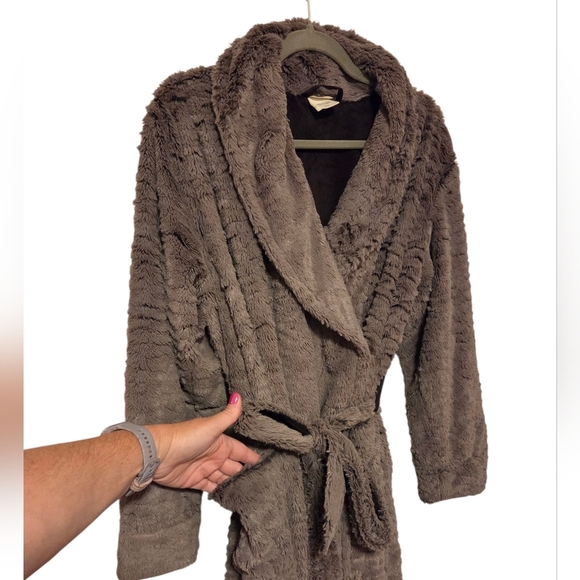 Soma Embraceable Luxe Marble Long Robe Java Brown Fluffy Cozy Warm Small /Medium - Picture 3 of 5